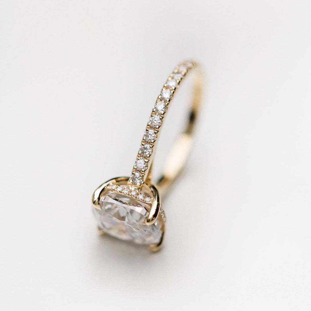 4.65 CT Cushion Pave Lab Grown Diamond Engagement Ring