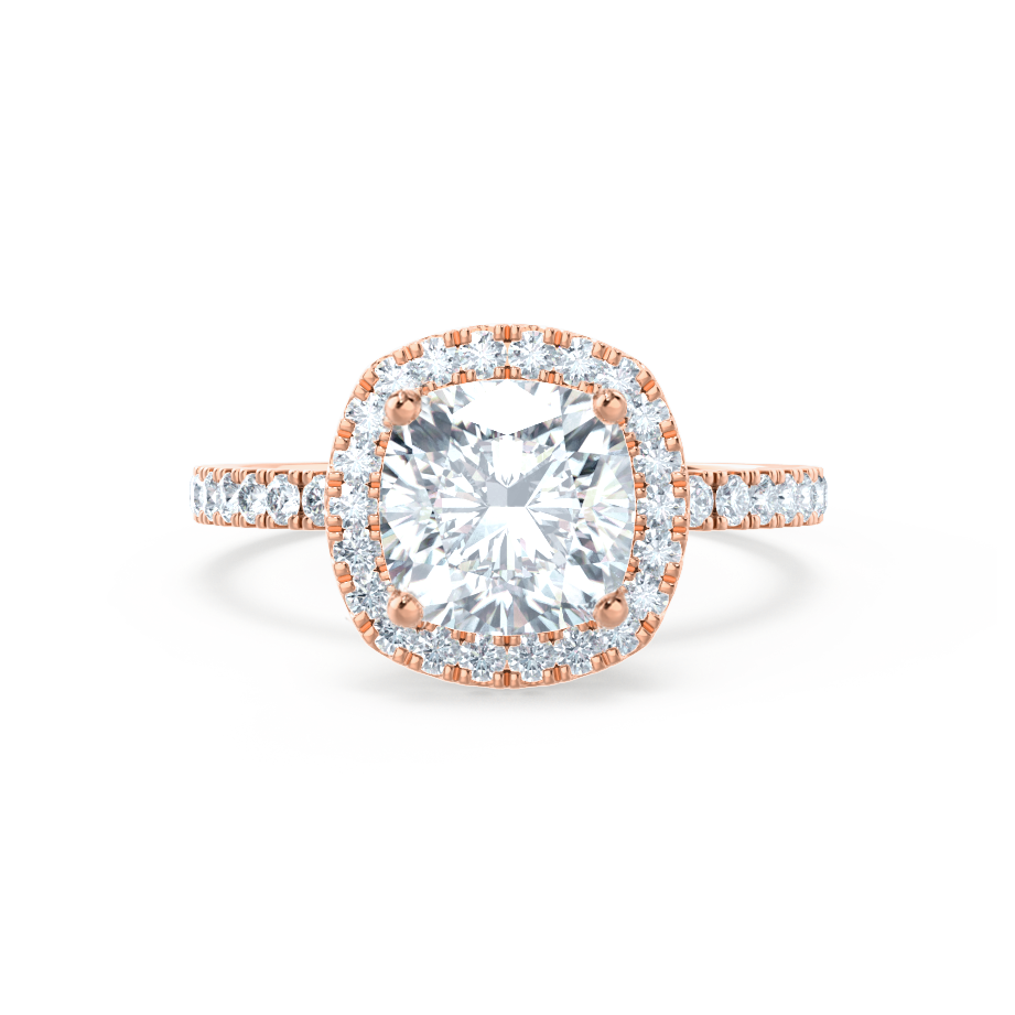 1.3 CT Cushion Halo & Pave Lab Grown Diamond Engagement Ring