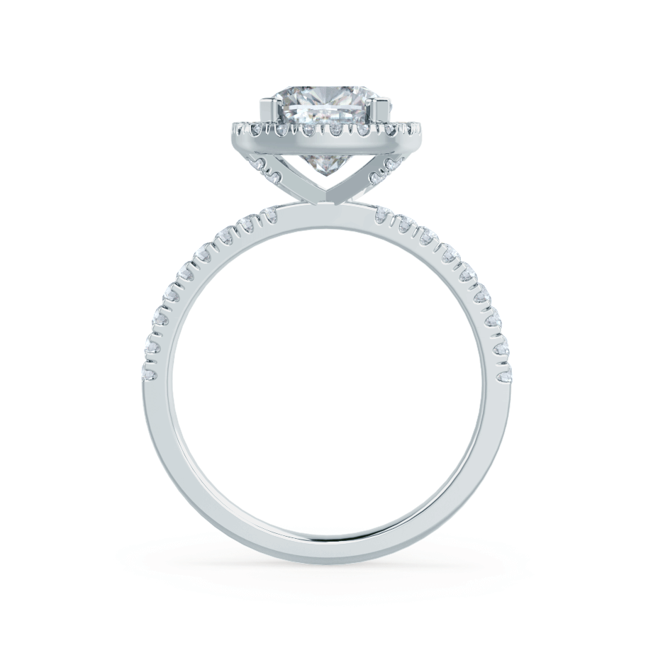 1.3 CT Cushion Halo & Pave Lab Grown Diamond Engagement Ring