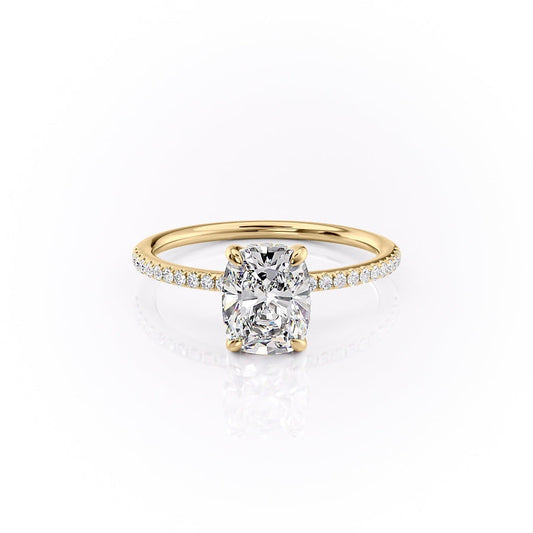 2 CT Elongated Cushion Pave Lab Grown Diamond Engagement Ring