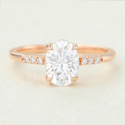 1.33 CT Oval Pave Lab-Grown Diamond Engagement Ring