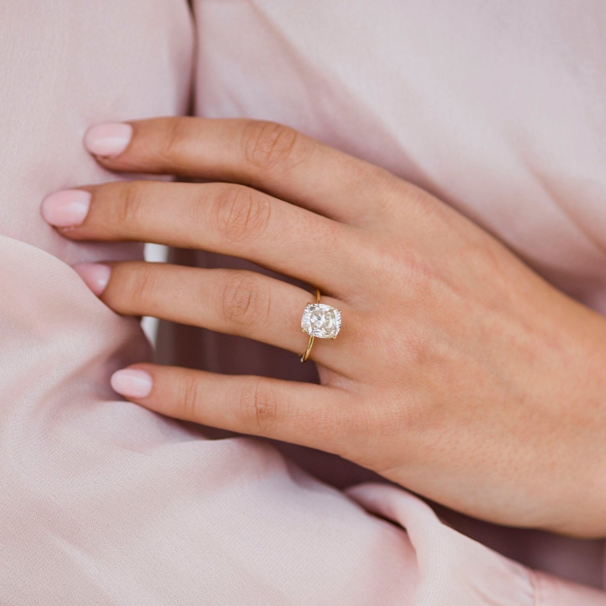 3.1 CT Elongated Cushion Solitaire Lab Grown Diamond Engagement Ring