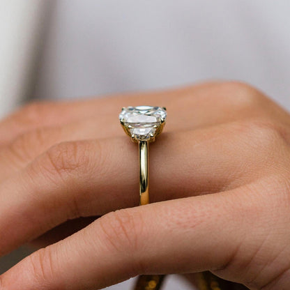 3.5 CT Cushion Three Stone Lab Grown Diamond Engagement Ring