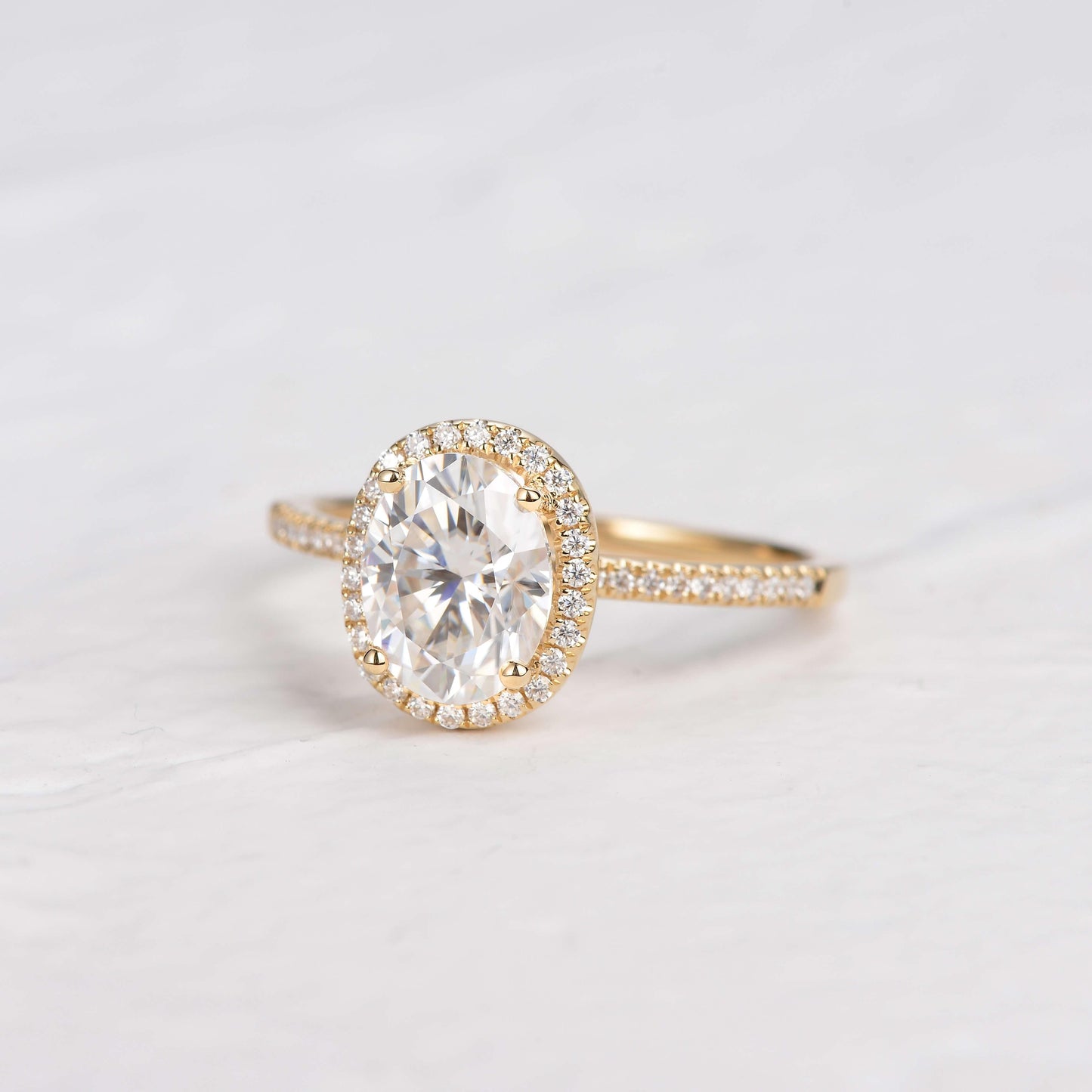 1.91 CT Oval Halo & Pave Lab Grown Diamond Engagement Ring