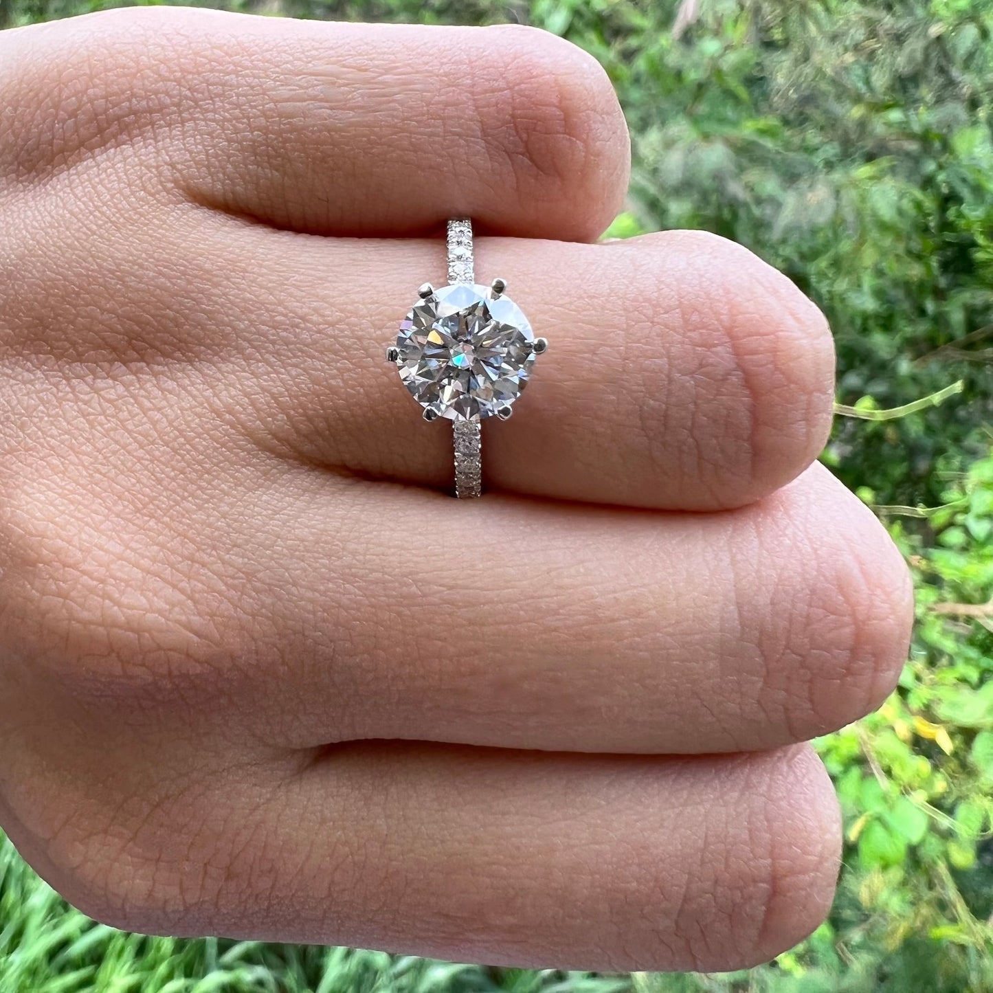 1.85 CT Round Pave Moissanite Engagement Ring