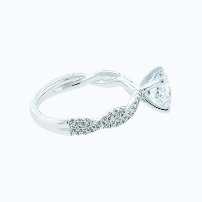 1.50 CT Round Twisted Pave Lab Grown Diamond Engagement Ring