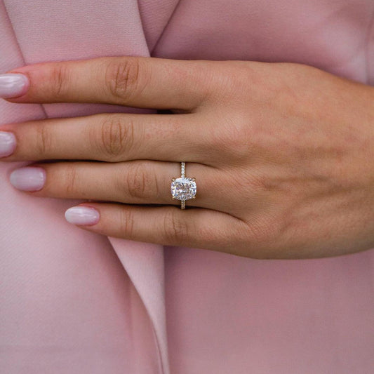 2.8 CT Cushion Pave Lab Grown Diamond Engagement Ring