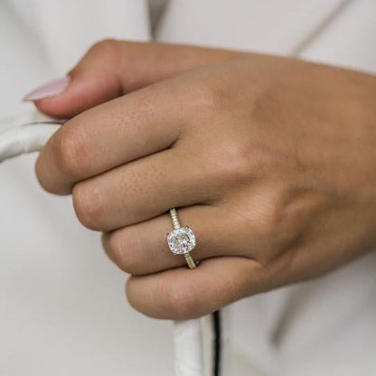 2 CT Cushion Pave Lab Grown Diamond Engagement Ring