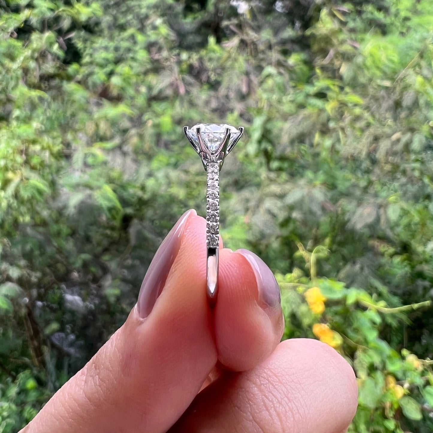 1.85 CT Round Pave Moissanite Engagement Ring