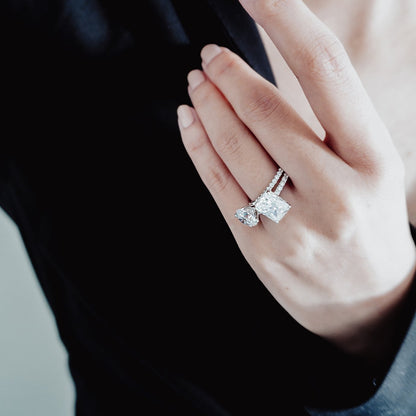 3.0 CT Radiant Hidden Halo & Pave Lab Grown Diamond Engagement Ring