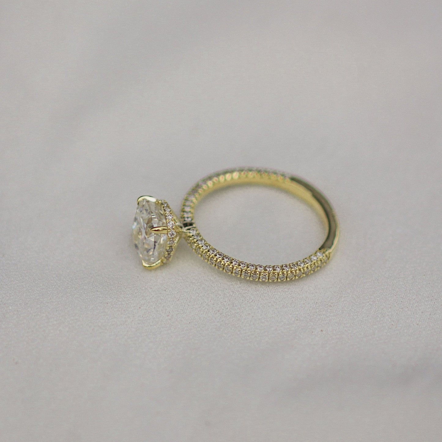 2 CT Cushion Pave Lab Grown Diamond Engagement Ring