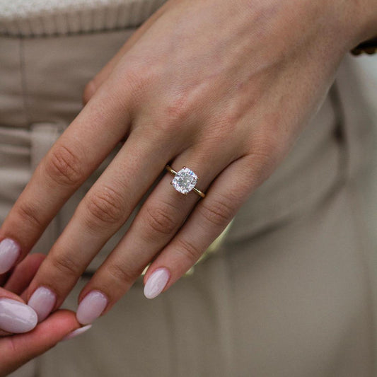 2.8 CT Cushion Solitaire Lab Grown Diamond Engagement Ring