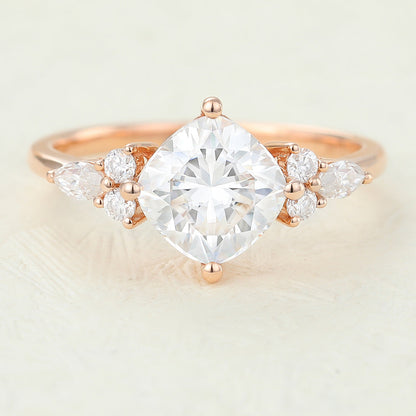 1.44 CT Cushion Cluster Lab-Grown Diamond Engagement Ring