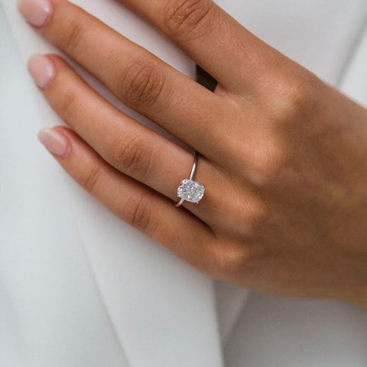 1.8 CT Cushion Hidden Halo Lab Grown Diamond Engagement Ring