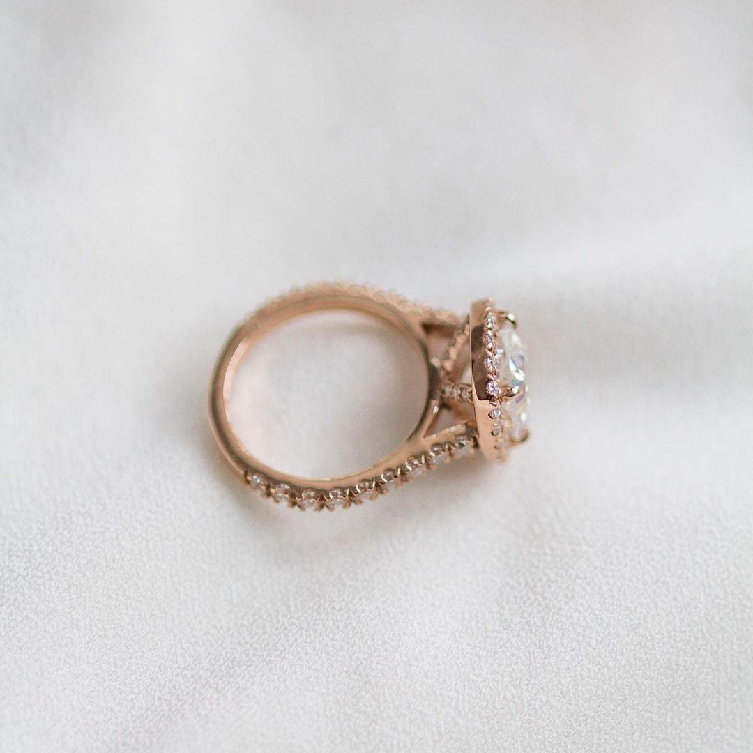 2.3 CT Cushion Halo & Pave Lab Grown Diamond Engagement Ring