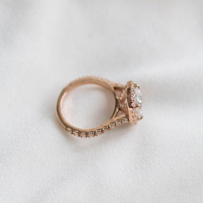 2.3 CT Cushion Halo & Pave Lab Grown Diamond Engagement Ring
