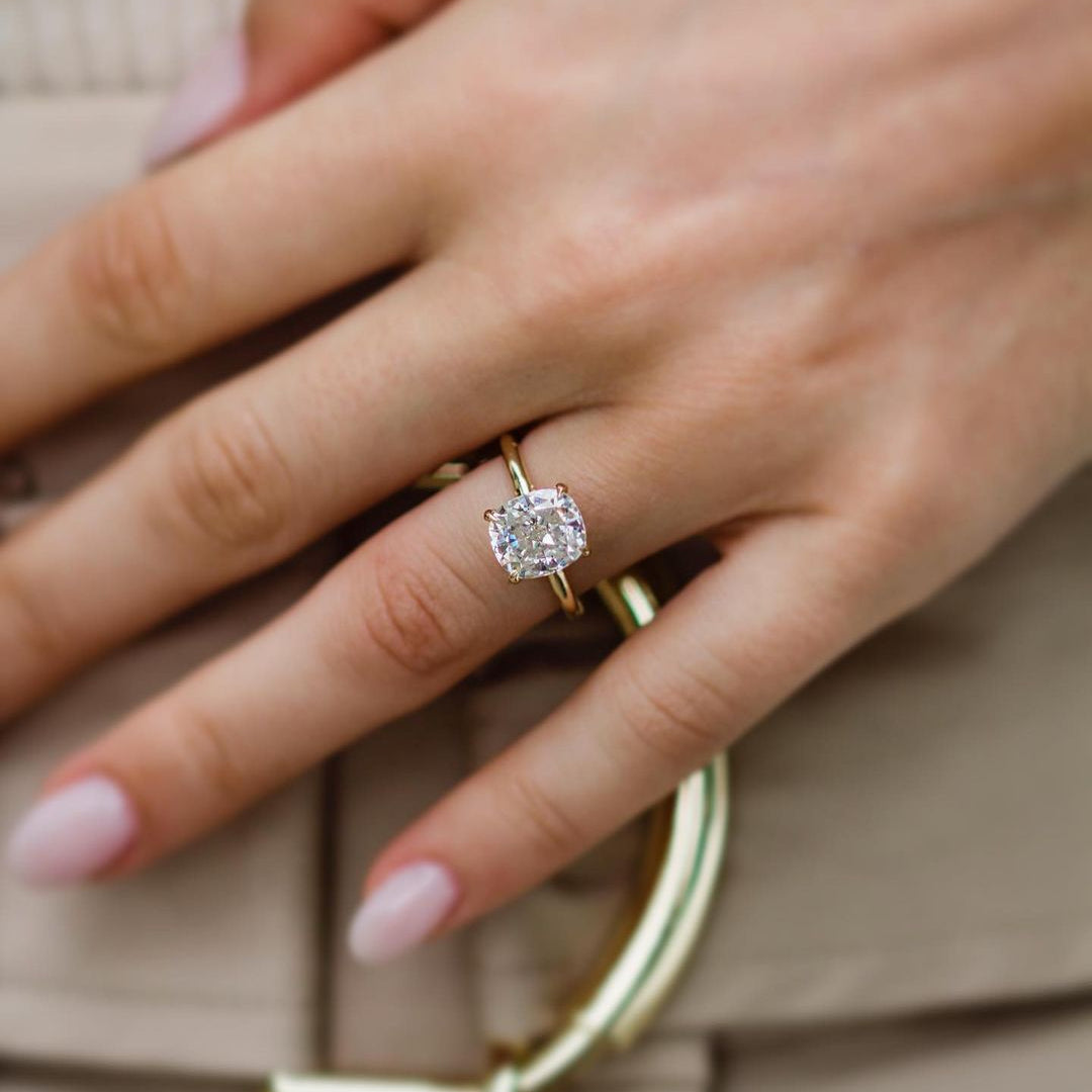 2.8 CT Cushion Solitaire Lab Grown Diamond Engagement Ring