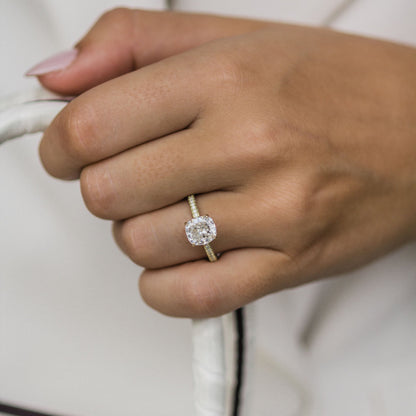 2 CT Cushion Pave Lab Grown Diamond Engagement Ring