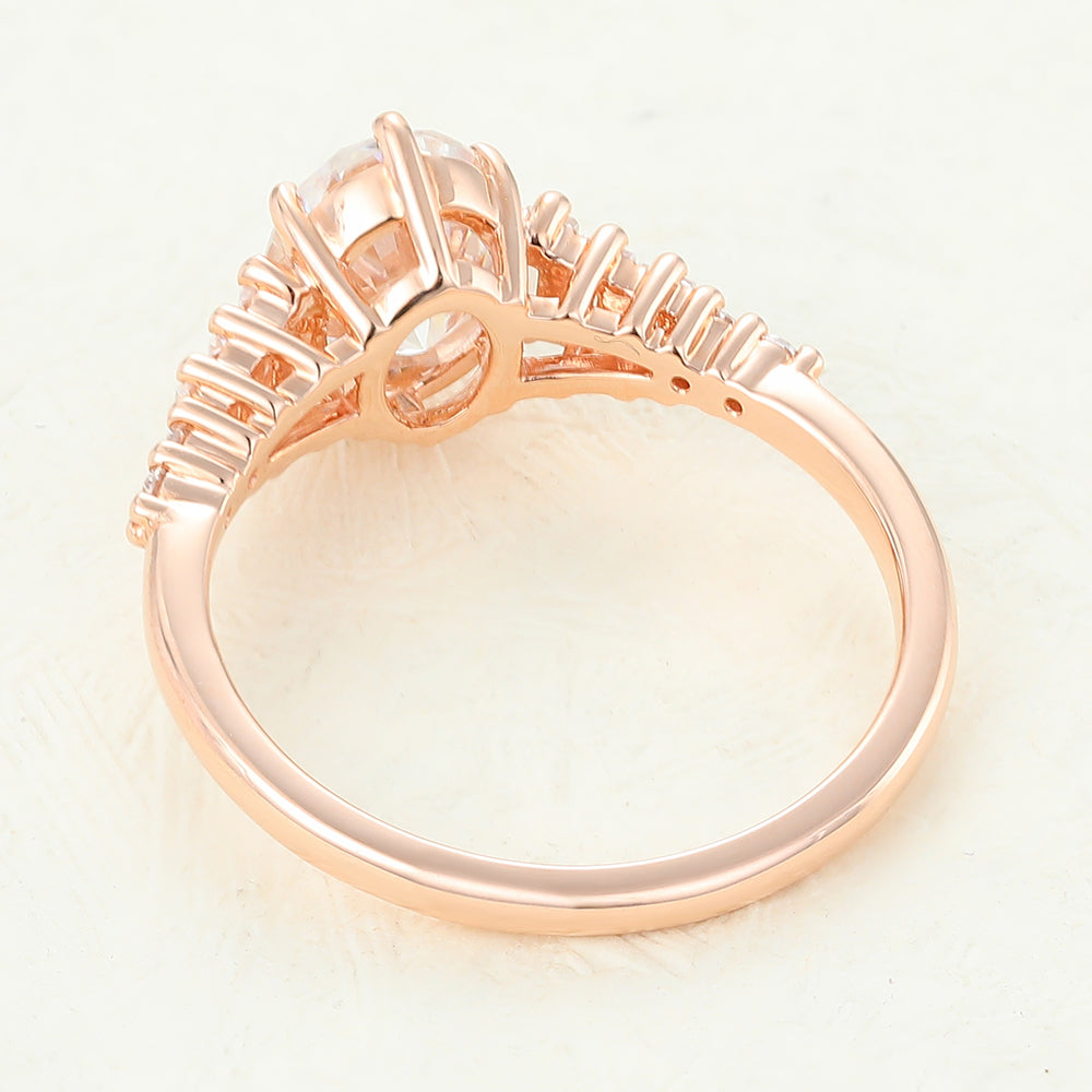 1.33 CT Oval Pave Moissanite Engagement Ring
