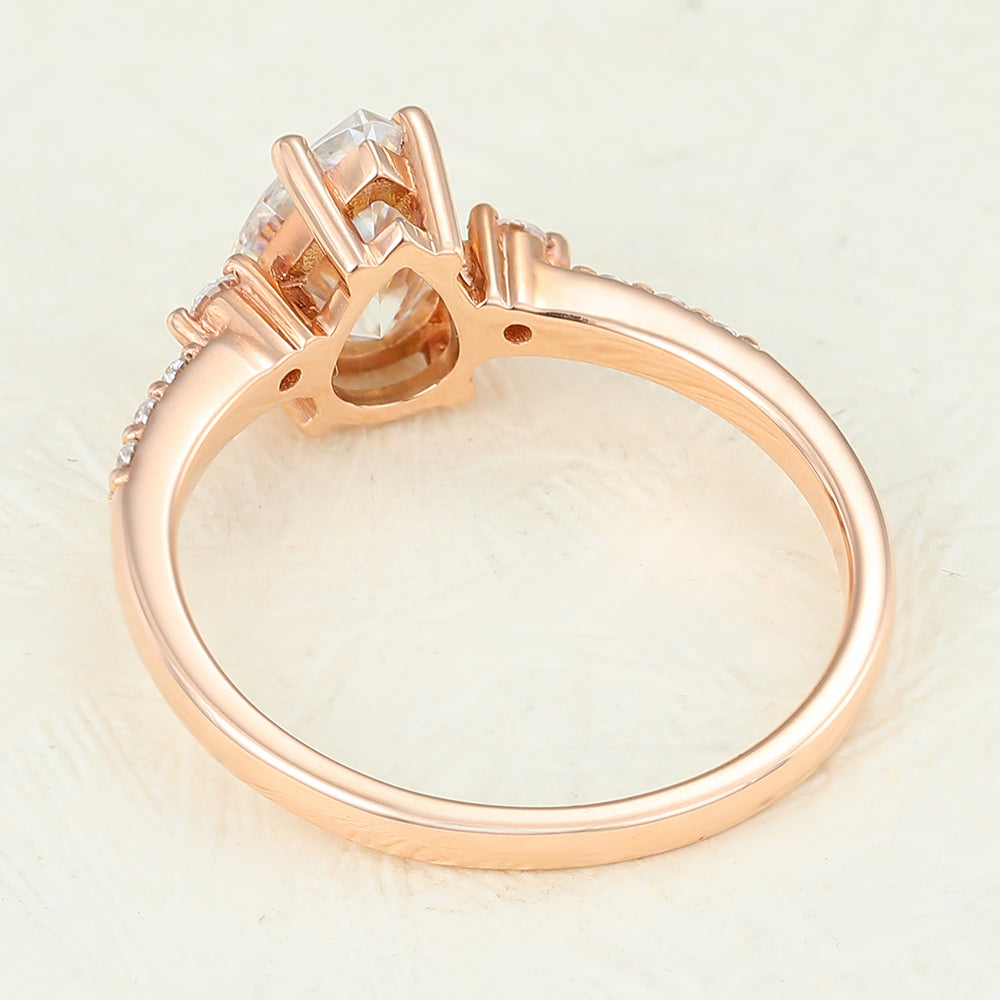 1 CT Pear Pave Moissanite Engagement Ring