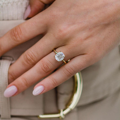 2.8 CT Cushion Solitaire Lab Grown Diamond Engagement Ring