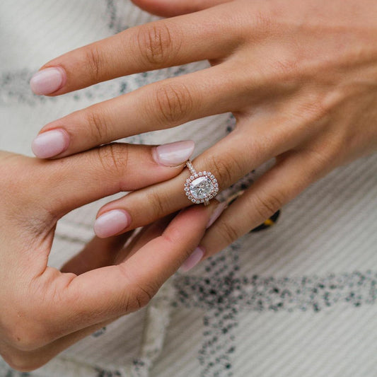 2.3 CT Cushion Halo & Pave Lab Grown Diamond Engagement Ring