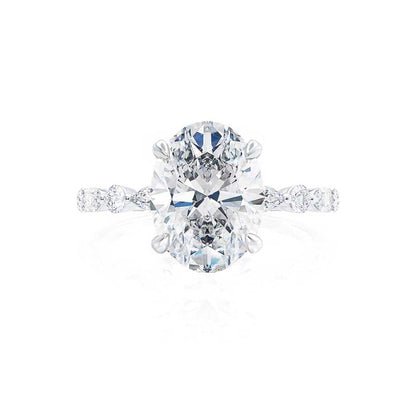 0.9 CT Oval Pave Lab Grown Diamond Engagement Ring