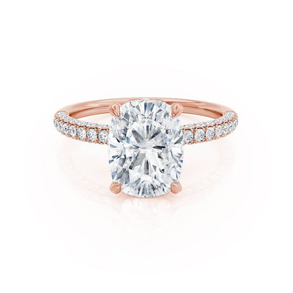 3.34 CT Elongated Cushion Hidden Halo & Pave Lab Grown Diamond Engagement Ring