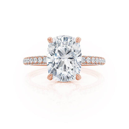 3.34 CT Elongated Cushion Hidden Halo & Pave Lab Grown Diamond Engagement Ring