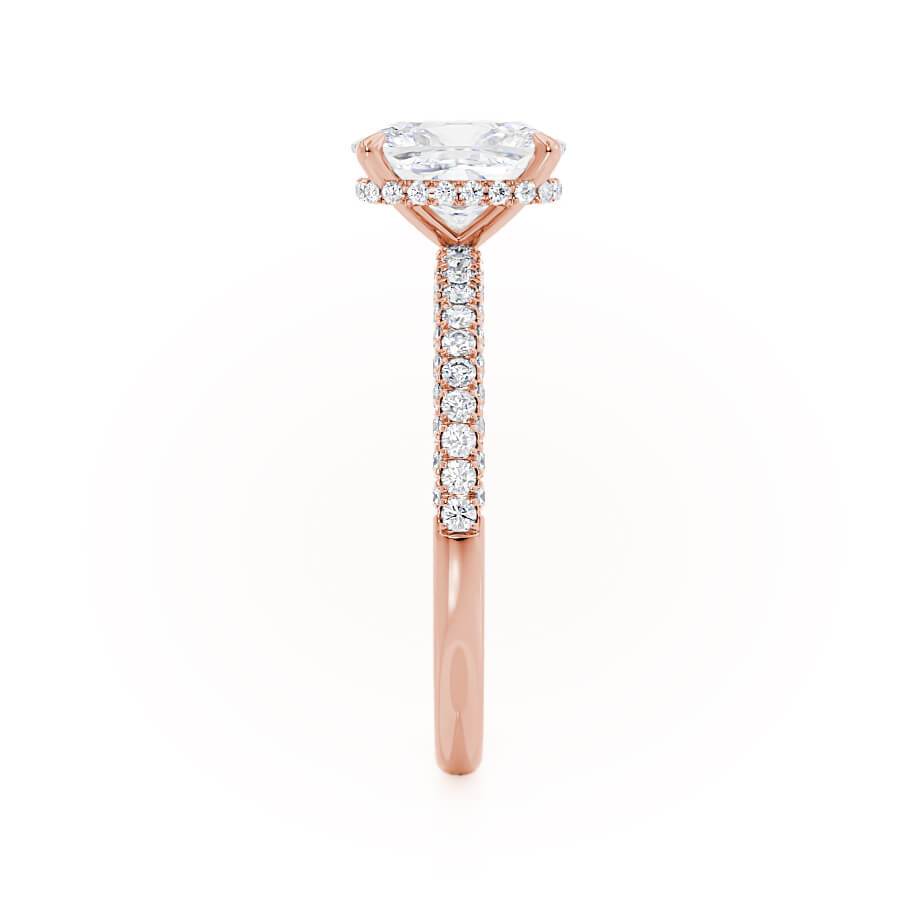 3.34 CT Elongated Cushion Hidden Halo & Pave Lab Grown Diamond Engagement Ring