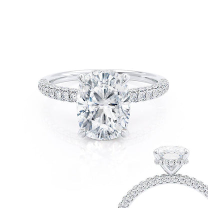 2.3 CT Elongated Cushion Pave Lab Grown Diamond Engagement Ring