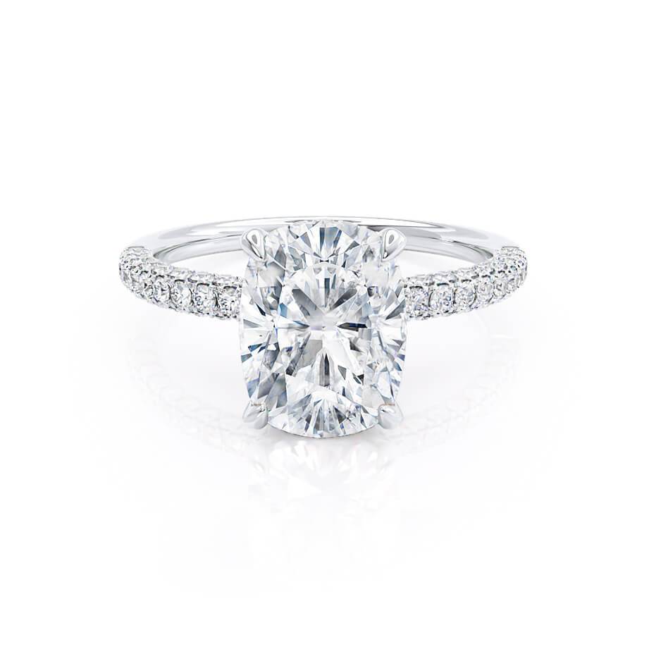 3.34 CT Elongated Cushion Hidden Halo Lab Grown Diamond Engagement Ring