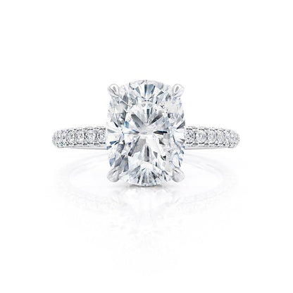 3.34 CT Elongated Cushion Hidden Halo Lab Grown Diamond Engagement Ring