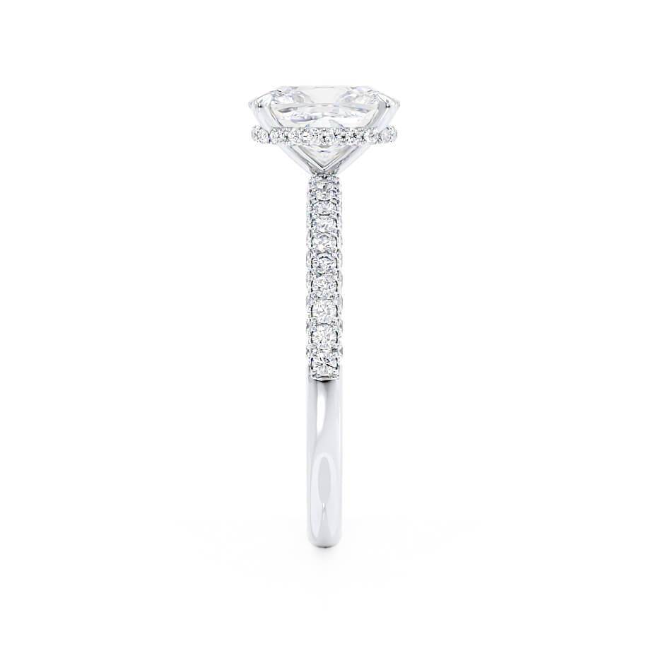 3.34 CT Elongated Cushion Hidden Halo Lab Grown Diamond Engagement Ring