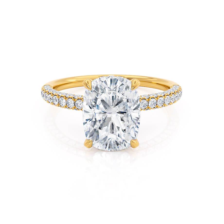 3.34 CT Elongated Cushion Hidden Halo & Pave Lab Grown Diamond Engagement Ring