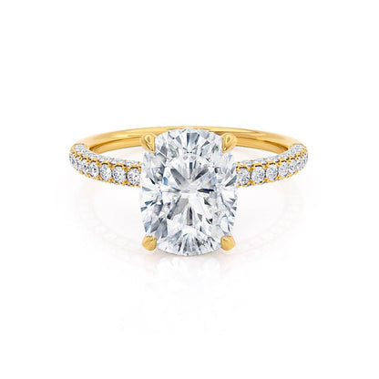 3.34 CT Elongated Cushion Hidden Halo & Pave Lab Grown Diamond Engagement Ring