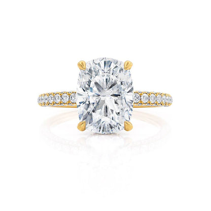 3.34 CT Elongated Cushion Hidden Halo & Pave Lab Grown Diamond Engagement Ring