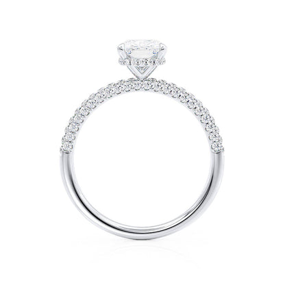 3.34 CT Elongated Cushion Hidden Halo Lab Grown Diamond Engagement Ring