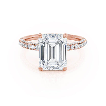 1.75 CT Emerald Hidden Halo & Pave Lab Grown Diamond Engagement Ring