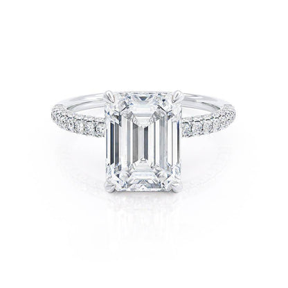 1.75 CT Emerald Hidden Halo & Pave Lab Grown Diamond Engagement Ring