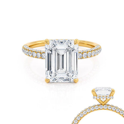 1.75 CT Emerald Pave Lab Grown Diamond Engagement Ring
