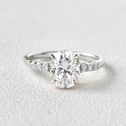 1.91 CT Oval Pave Lab Grown Diamond Engagement Ring