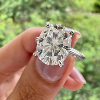 5.18 CT Oval Pave Moissanite Engagement Ring