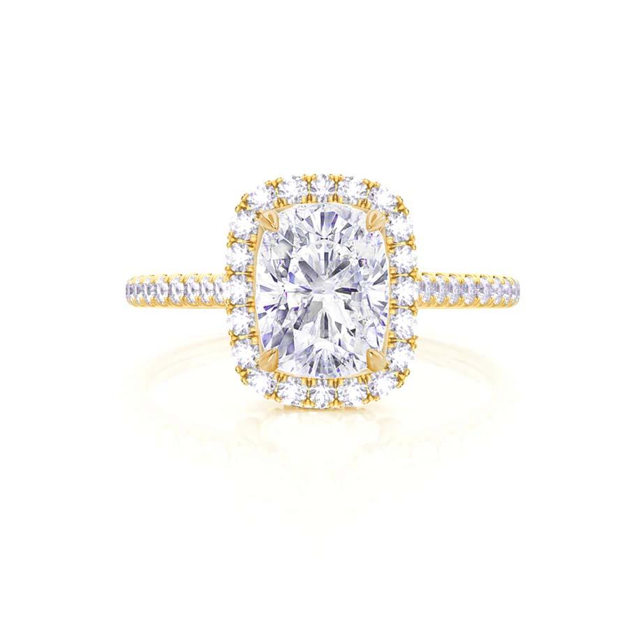 2.3 CT Elongated Cushion Halo & Pave Lab Grown Diamond Engagement Ring