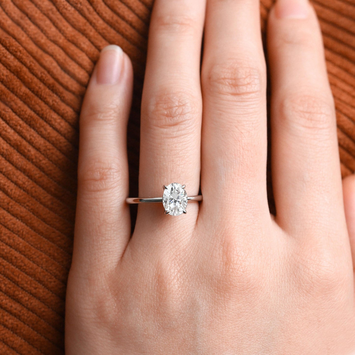 1.33 CT Oval Solitaire Lab Grown Diamond Engagement Ring