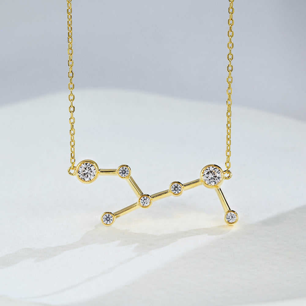 0.83 TCW Round Moissanite Virgo-Zodiac Sign Necklace