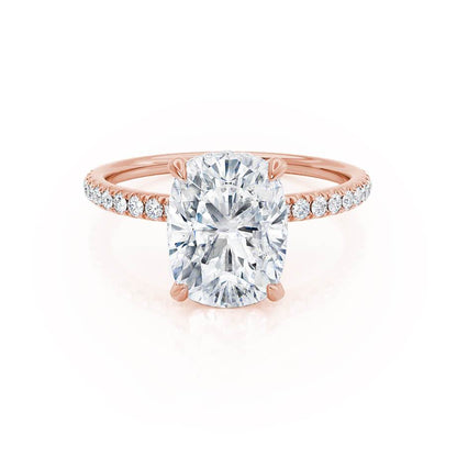 2.3 CT Elongated Cushion Hidden Halo & Pave Lab Grown Diamond Engagement Ring