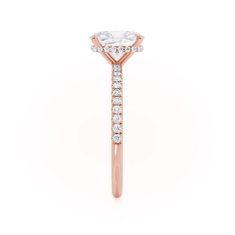 2.3 CT Elongated Cushion Hidden Halo & Pave Lab Grown Diamond Engagement Ring