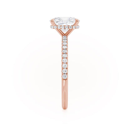 2.3 CT Elongated Cushion Hidden Halo & Pave Lab Grown Diamond Engagement Ring