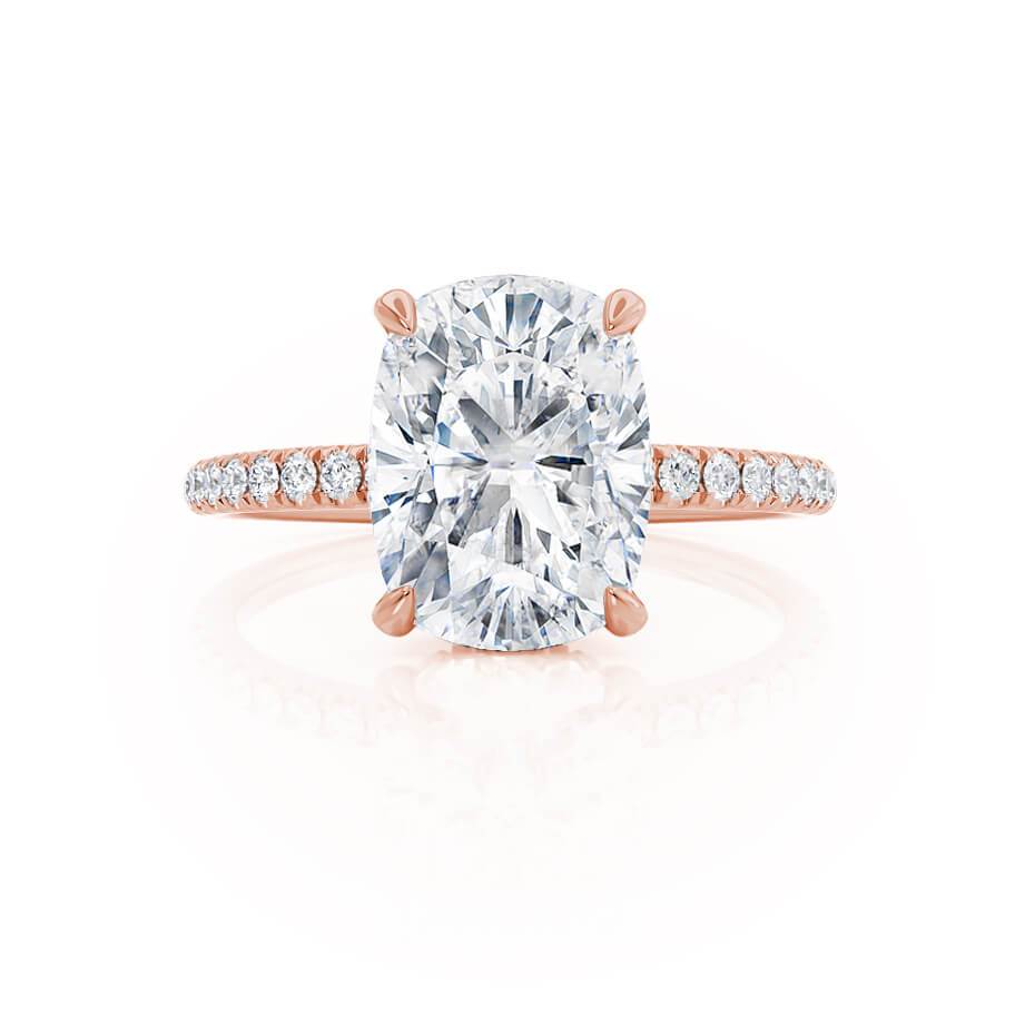2.3 CT Elongated Cushion Hidden Halo & Pave Lab Grown Diamond Engagement Ring